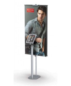 Floor standing iPad holder with double sided banner display