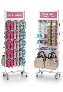 2-sided Rolling Slatwall Stand (Top header frames are not included for this model) Rolling Slatwall Stand, 2-Sided (Header Display Not Included)