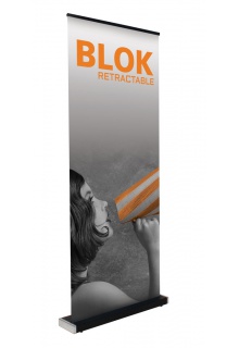 Black finish single sided roll up banner stand Single sided banner stand Blok