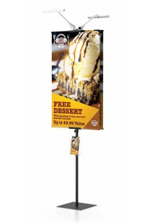 Double sided Classic banner stand with LED light and Literature holder Double sided retail Classic banner stand with panphlet holder
