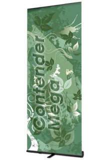 Contender Mega: 35-1/2" wide Contender Retractable Banner Stand with steel ends and 3-piece pole
