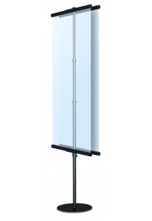 24" wide black with extra cost round base GripGraphic Banner Stands Black finish with round base