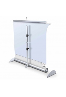 Velcro brand hook & loop with a pressure sensitive adhesive to attach graphic to banner stand Retractable banner stand made in USA