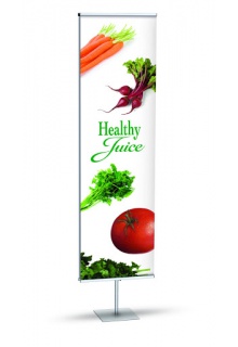 24" double sided with square base, silver 24" Snap closing Nexus Nexus retail double sided banner stand