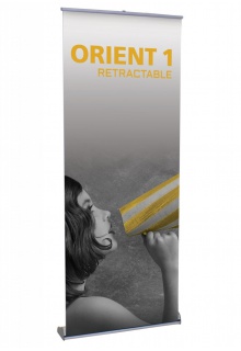 Orient 1 black finish black finish Orient roll up banner stand