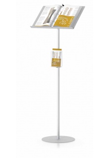 Straight upright shown with optional literature holder Pedestal catalog display stand with binder holder