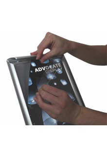 Easy graphic change with included overlay lens Advocate Floor Standing Sign holder with snap frame