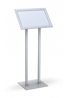 37" high oval shape aluminum double uprights Floor Standing Signs - SnapFrame Pedestal Stands - Double Pole