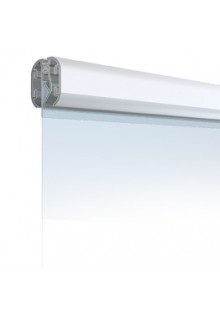 Aluminum crossbar with SnapGraphic gripper extrusions inside Retail banner stand with gripper bars