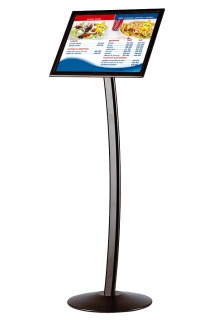 Frame set in landscape position, black finish Floor Standing Curved Menu board Display pedestal stand