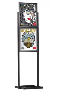 Black finish Floor standing 2 tier, 2 frames poster sign display
