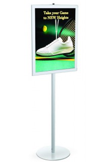 One 24"wX36"h frame with upright and steel round base 24x36 single sided poster sign stand with steel base