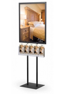Clip-On collateral holders 22x28 double sided metal poster sign holder with 5 pamphlet holders
