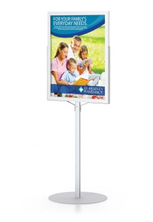 1-1/4" wide and 1" deep wide format frame profile 22x28 pedestal poster stand with round base Monster sign Frame