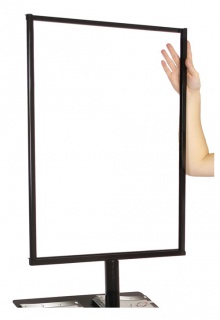 Holds 3/16" thick mounted graphic Double sided 22x28 poster sign frame stand with removable shelf black finish