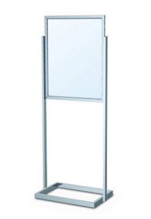 Silver finish 22x28 double sided poster sign holder with double uprights and base