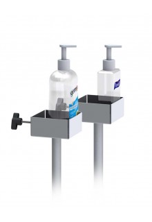 4" Steel square tray with 2" Lip tray holds different sized hand sanitizer bottle