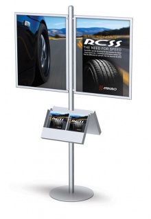 Two Side Frame Stand with 2 Catalog holders Floor Standing Sign Holders - SignPost Side Frame Stands