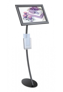 SnapFrame Pedestal Stands - Curved Pedestal sign holder Stand with curved upright and round base