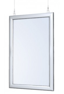 Vertical orientation, Curvilinear frame style in silver Hanging Sign Holder Perfex Hanging Frames