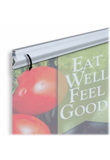Insert graphic and snap close Poster hanging rail with plastic SnapGraphics grippers