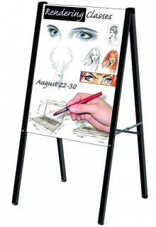 Collapsible side, front and back crossbars Collapsible and folding A-Frame sidewalk sign