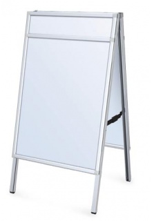 Silver finish with header A-Frame Sidewalk Sign Holder with header, 22" x 28" Perfex frame