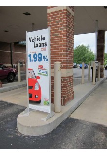 Light gray finish Permanent outdoor banner stand