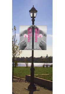 with 60" tall graphic Outdoor Signage - Parkway street banner brackets