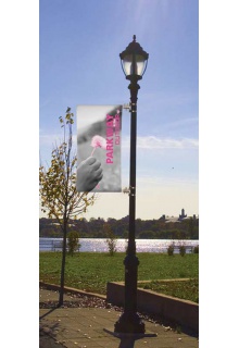 Withstands wind up to 38mph Street pole banner sign holder Parkway