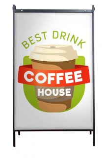 Black powder coated steel A-Frame metal outdoor sign holder stand for 24x36