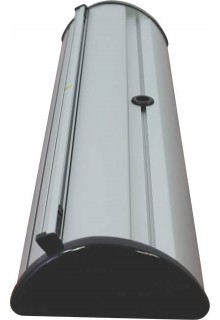 Silver base with black end caps Barracuda 800 Telescoping Retractable Banner Stand