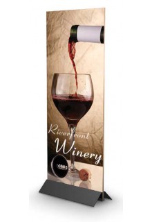 Black finish Mightee Mount 60" floor standing metal sign clamp, black