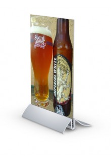 Use without acrylic lens for custom height graphic 17"x11" Metal tabletop sign holder with clear acrylic plate