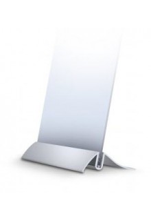 Angled base silver Angled Arctop tabletop sign holder with acrylic pocket