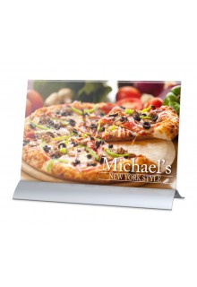 AT13: 8-1/2" wide base only without acrylic folded pocket 17" metal tabletop sign holder base