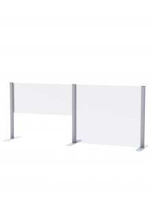 Full height or use the built in stop at 12" up for product pass through Cashier shield