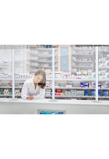 Add center upright for long counter Sneeze guard-Cashier shield