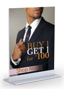 Old version has sharp corner Double LL steel table top rigid sign holder