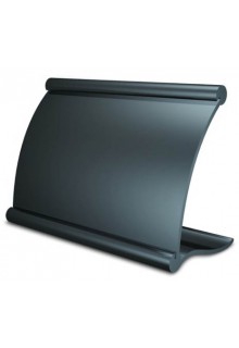 TC7 - 6"w x 4"h, black shown without matte lens Curved metal Eclipse Tabletop sign holder 6"x4" black