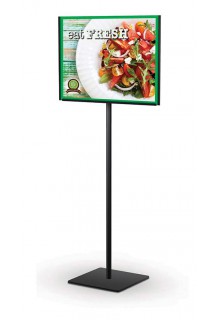 Fixed upright with 6 inch square base 8.5"x11" metal countertop pedestal sign frame stand black finish