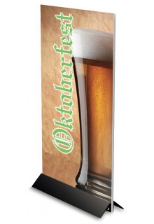 Hold any sign board up to 3/16" thick as long as it supports its own weight Mini Mightee tableTop rigid sign holder base
