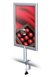 Sign clamp with 4" riser 11"x17" aluminum slide-in sign holder frame with clamp attachment