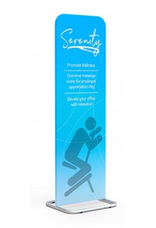 With tubular base Harmony Air banner stand fits in standard airline carry-on rolling duffle bag