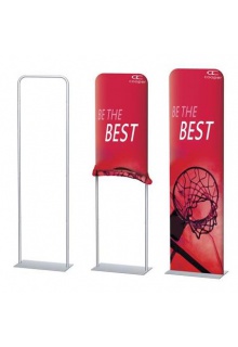 Pillowcase fabric banner slips over the frame Pillowcase banner slips over the Harmony tension fabric banner stand