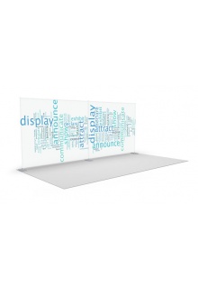 FW208 - 3 bases, and 3 of two section uprights & 4 of two section crossbars 20' wide slip on fabric backwall for exhibit