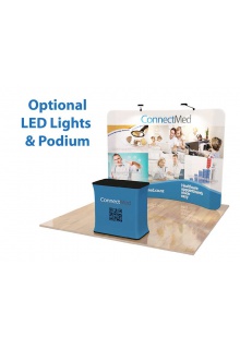 10ft Curved backwall trade show kits 10ft vertical backwall with LED lights and Podium