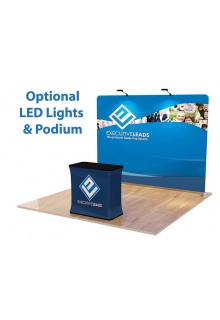 10ft Straight backwall tradeshow kits 10ft Straight backwall with LED lights and Podium
