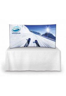 Curved model on 6' table Tension Fabric Table Top Display Curved Frame