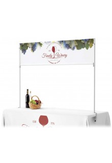 Fits standard 6' or 8' trade show table or any table from 6' to 8' long 6' or 8' tradeshow presentation table header kit